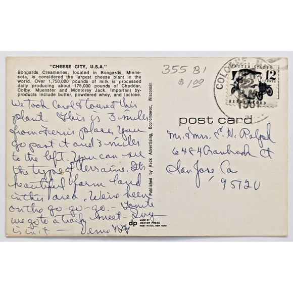 Bongards Creameries Minnesota MN Cheese City USA Aerial Factory View Postcard - Picture 2 of 2